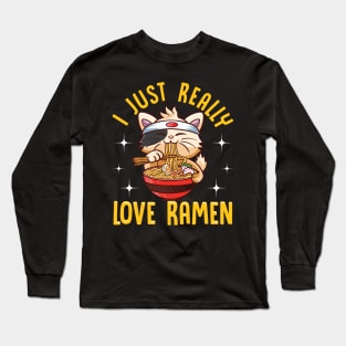 Cute I Just Really Love Ramen Kawaii Anime Cat Long Sleeve T-Shirt